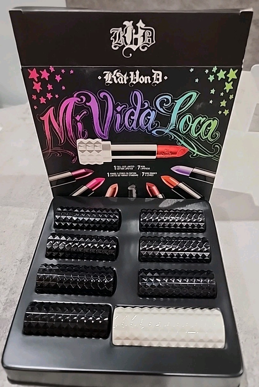 Kat Von D Mi Vida Loca Lipstick Gift Set 8 Pieces X1 Full Sz X7 Mini RARE