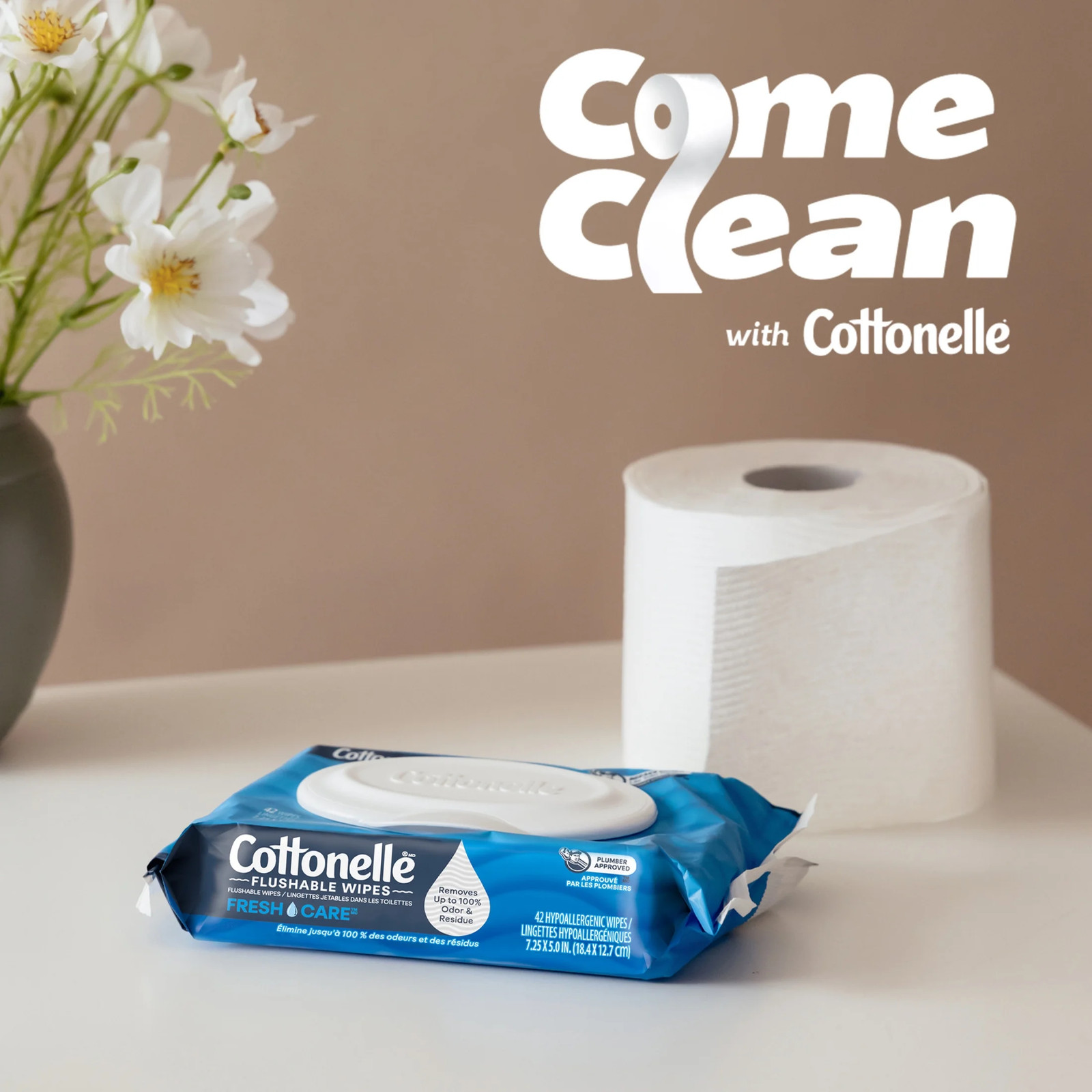 Fresh Care Flushable Wet Wipes, 10 Flip-Top Packs