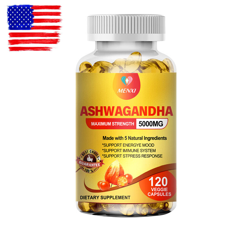 Organic Ashwagandha Capsules 5000MG with Black Pepper Root Powder 120 Capsules