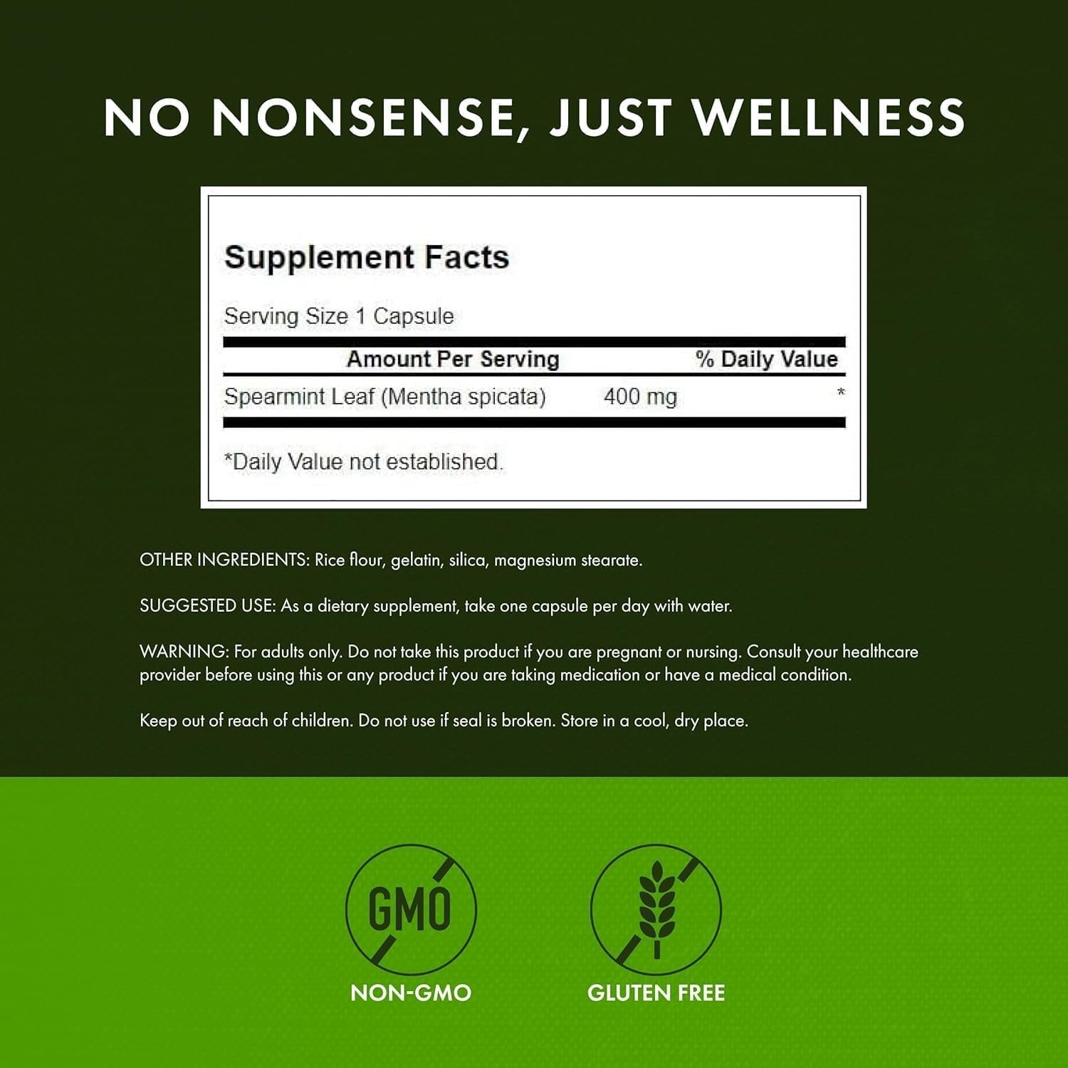 Swanson Full Spectrum Spearmint Leaf 400mg 60 Capsules