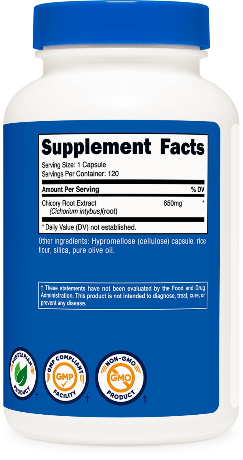 Nutricost Chicory Root 650mg Per Capsule – 120 Vegetarian Capsules, Non-GMO