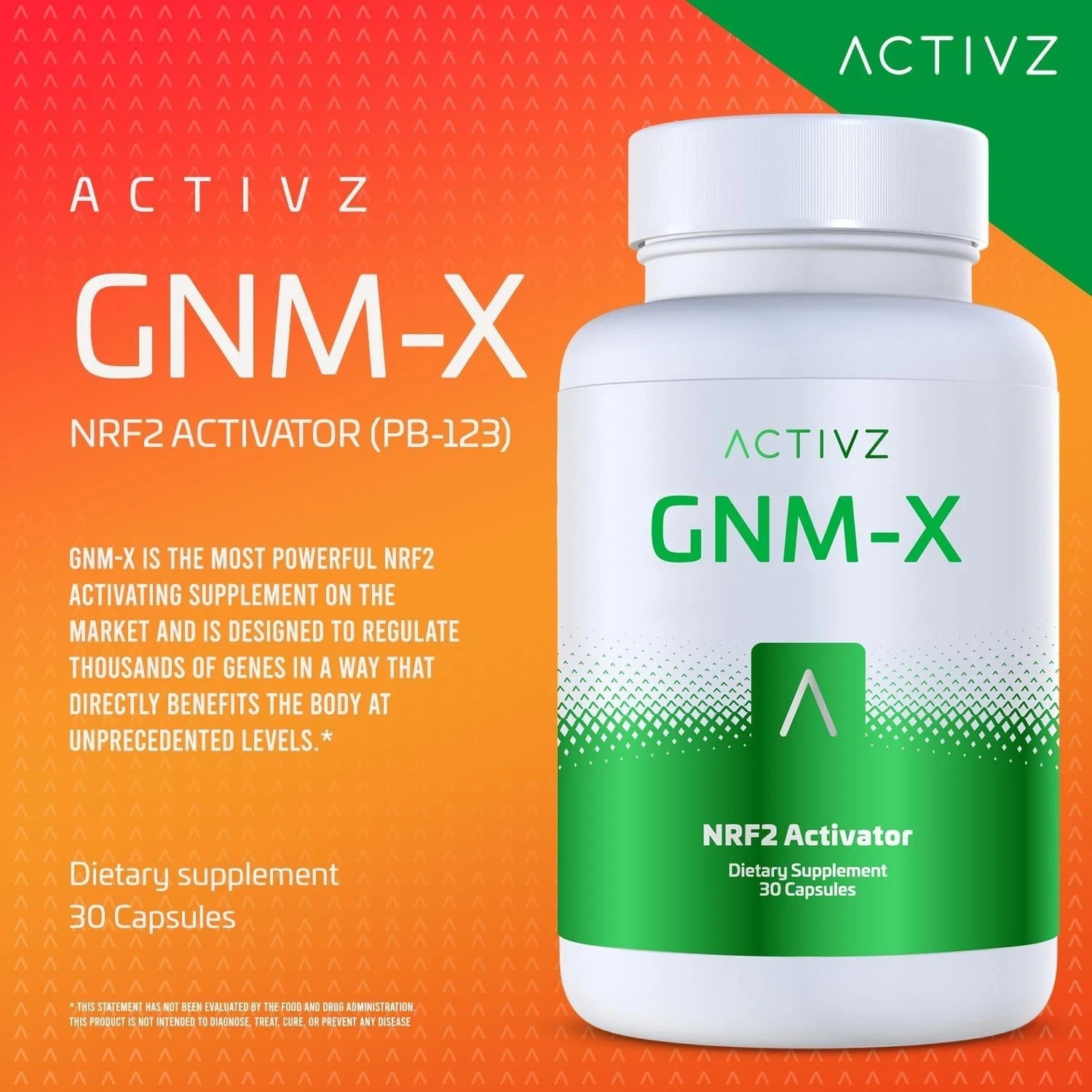 NEW ACTIVZ GNM-X Nrf2 Activator for Genetic Cellular Defense 30 Cap NEW LOGO
