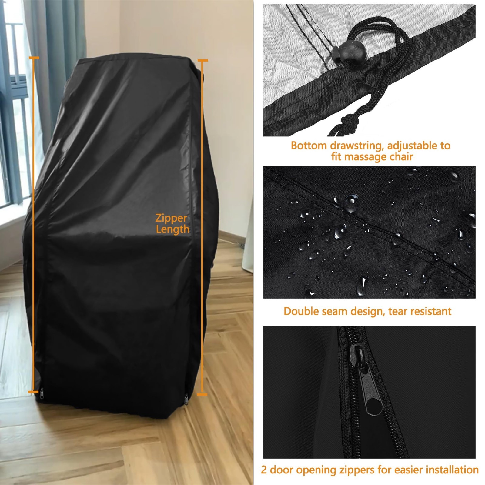 Waterproof Massage Chair Cover, Dustproof 420D Oxford Cloth, Full Body Recliner
