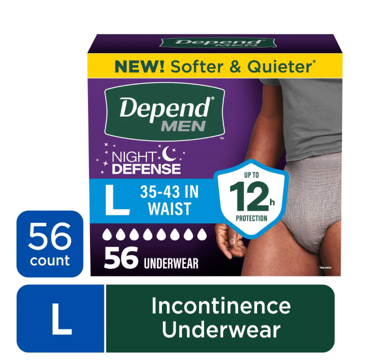 Depend Night Defense Incontinence Underwear Men L 56 Count Maximum Absorb