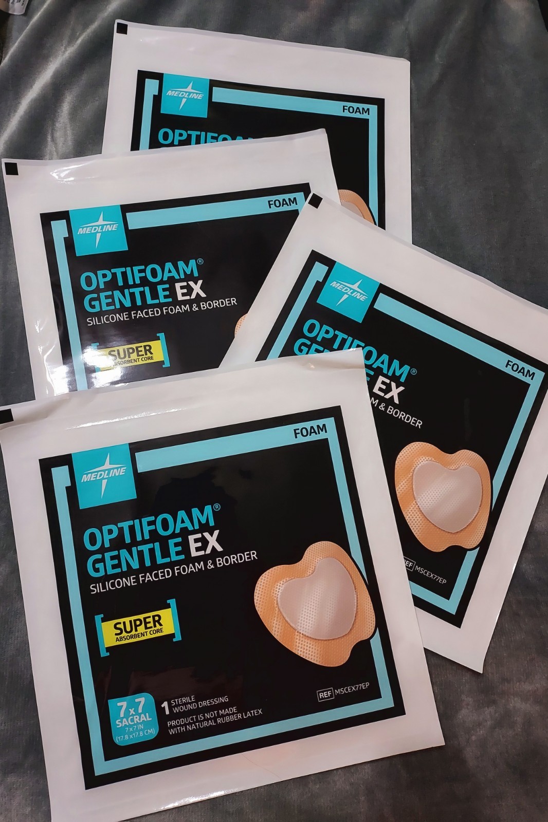 Medline Optifoam Gentle EX 7×7 Sacral Sterile Wound Dressing-count of 4