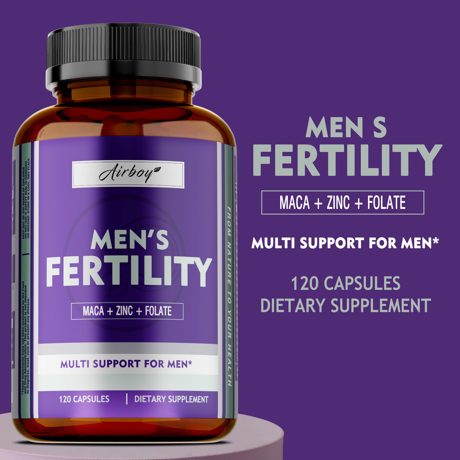Men’s Fertility 240pcs – Optimizes Sperm Count and Motility, Enhances Brain