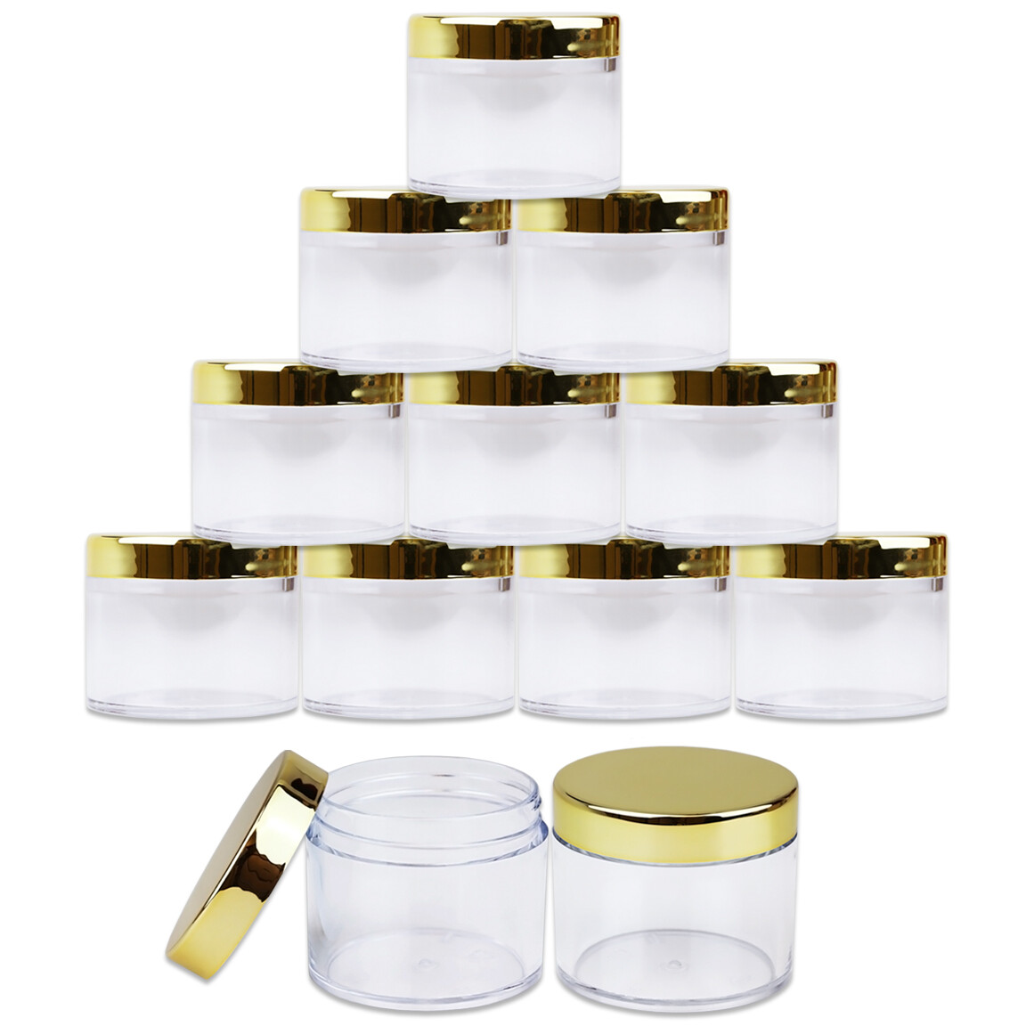 Beauticom 2oz/60g/60ml High Quality Acrylic Container Jars – Clear with Gold Lid