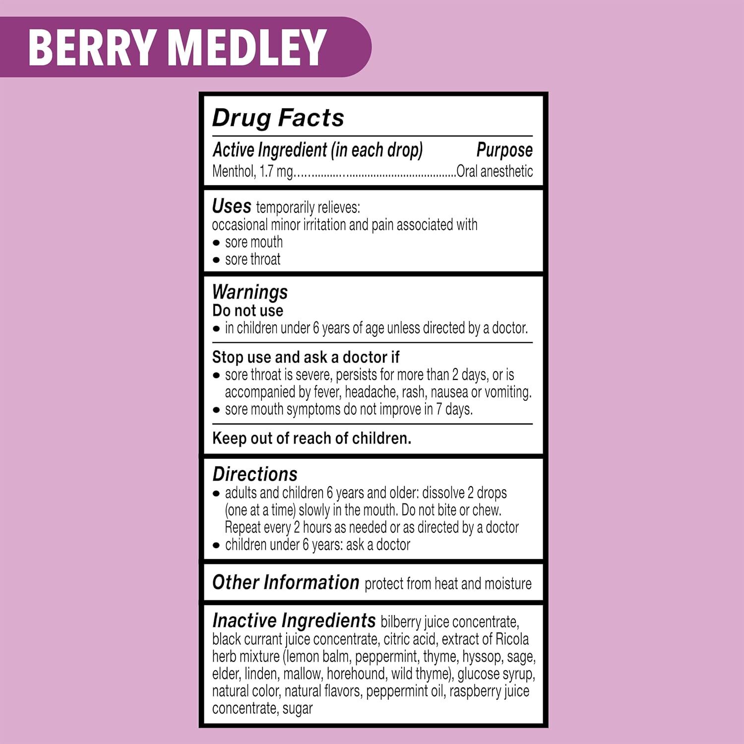 Ricola Berry Medley Throat Drops, 45 Count, Delicious Throat Relief & Care