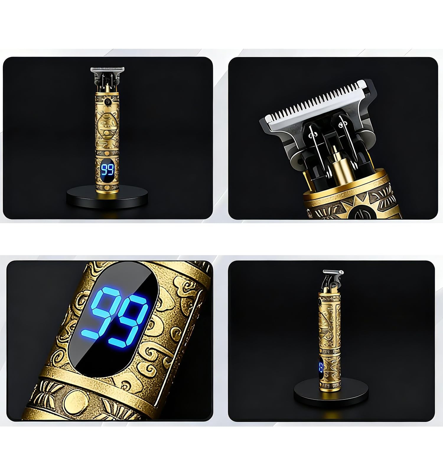 Ofmeow Beard Trimmer for Men Cordless Hair Clippers with LCD Display Gold