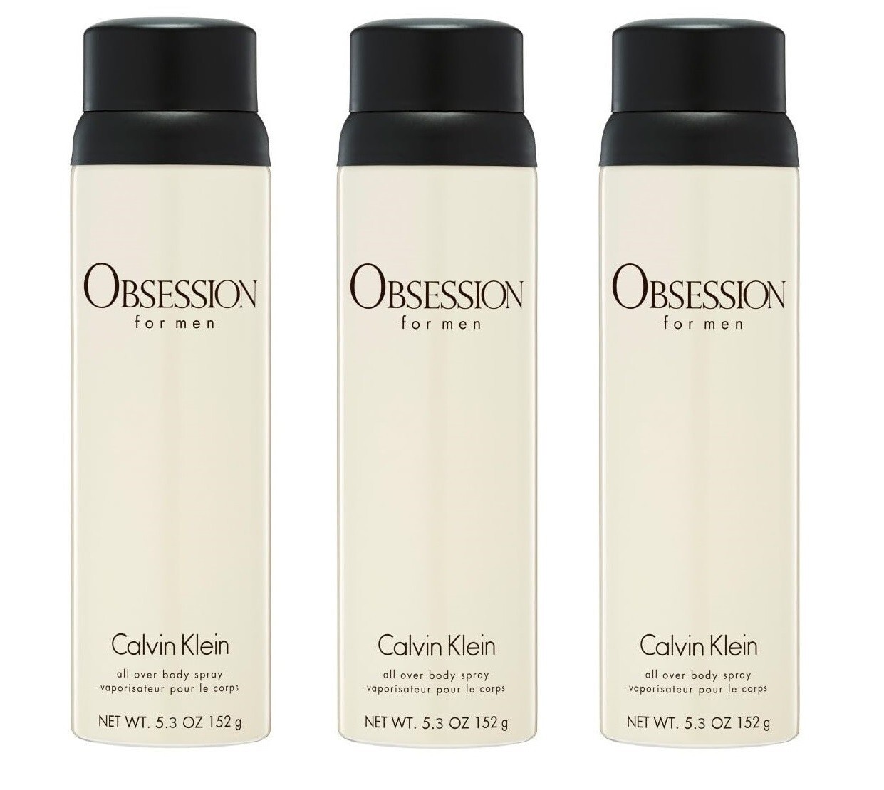 *PACK OF 3* OBSESSION by CALVIN KLEIN for Men ALL OVER BODY SPRAY 5.4 oz 152g