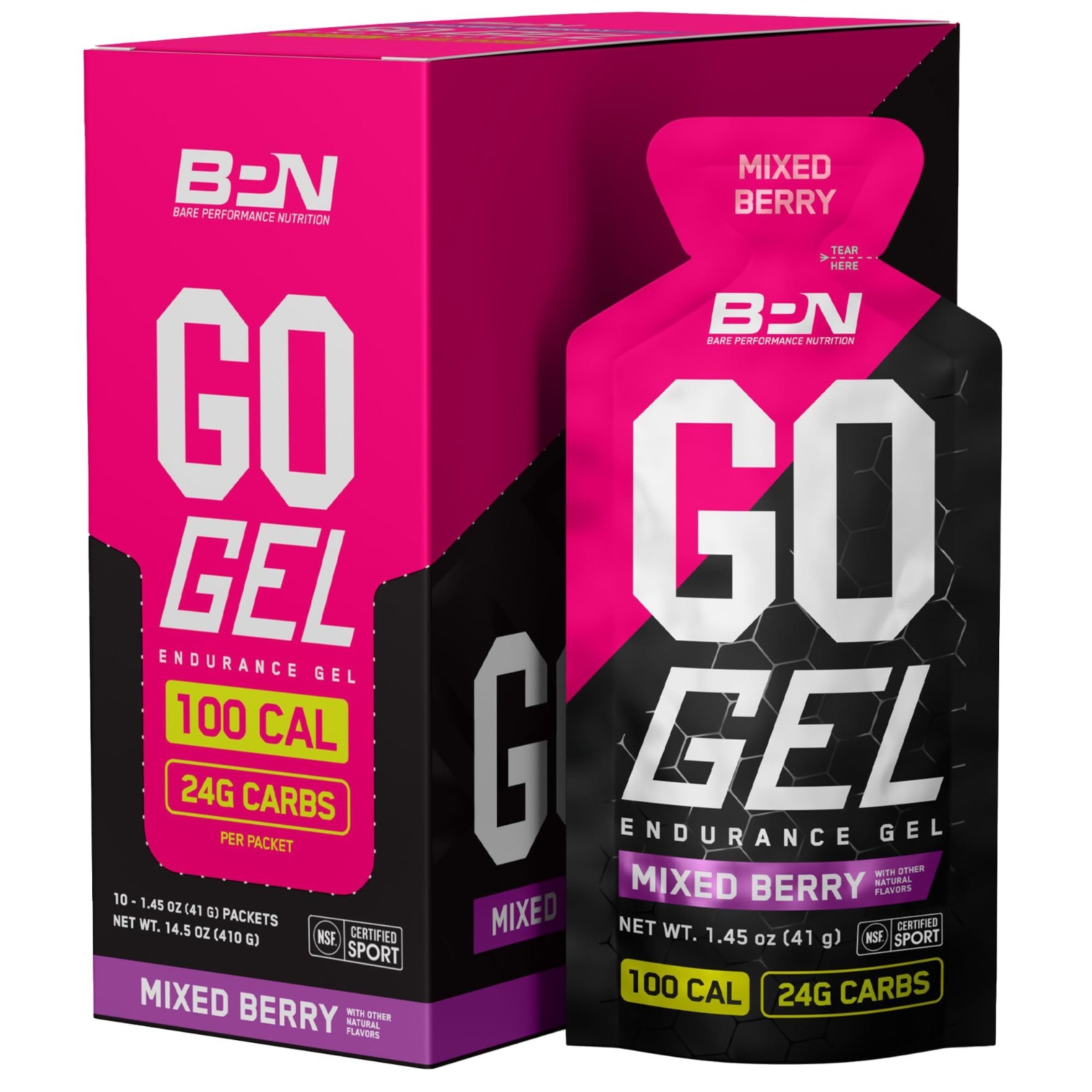 Endurance Running Gel – Vegan & Gluten Free, 24g Carbs, 100 Calories, 10 Packs,