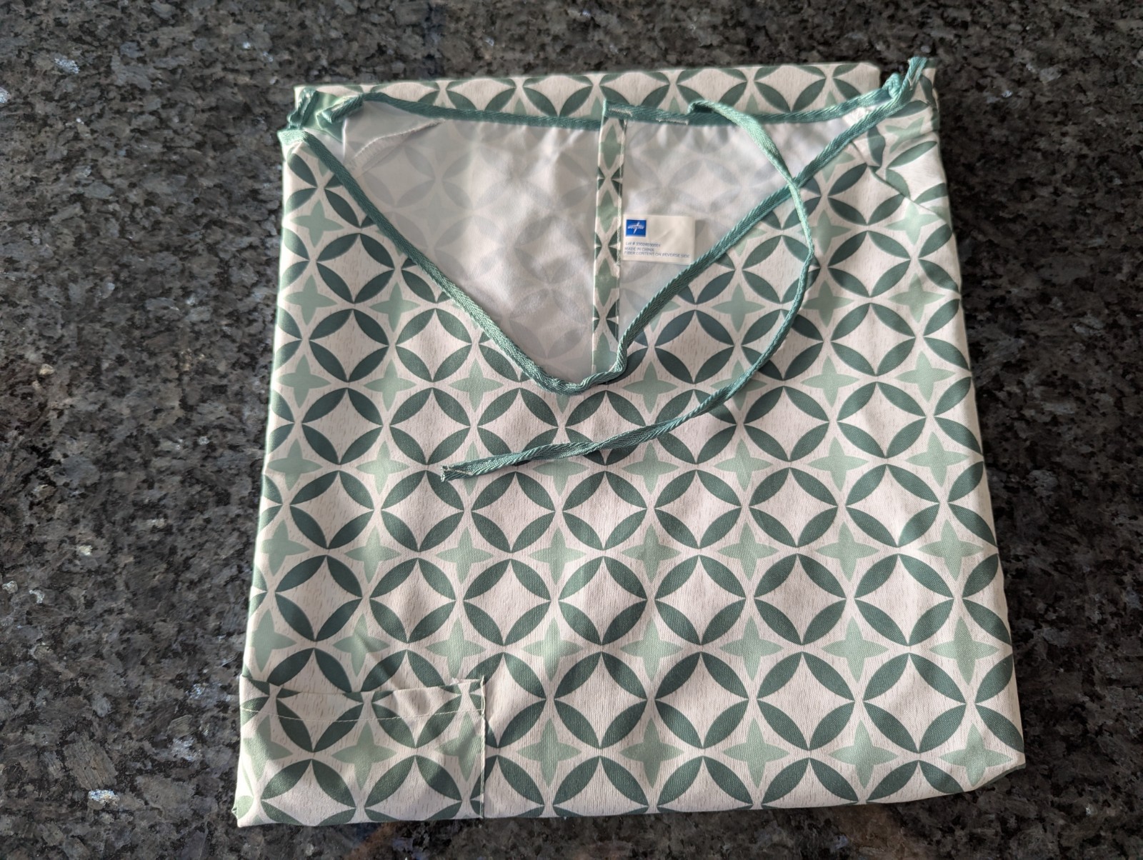 New IV Patient Gown, Green, Telemetry Pocket, 100% Polyester Micropoly, Size 5XL