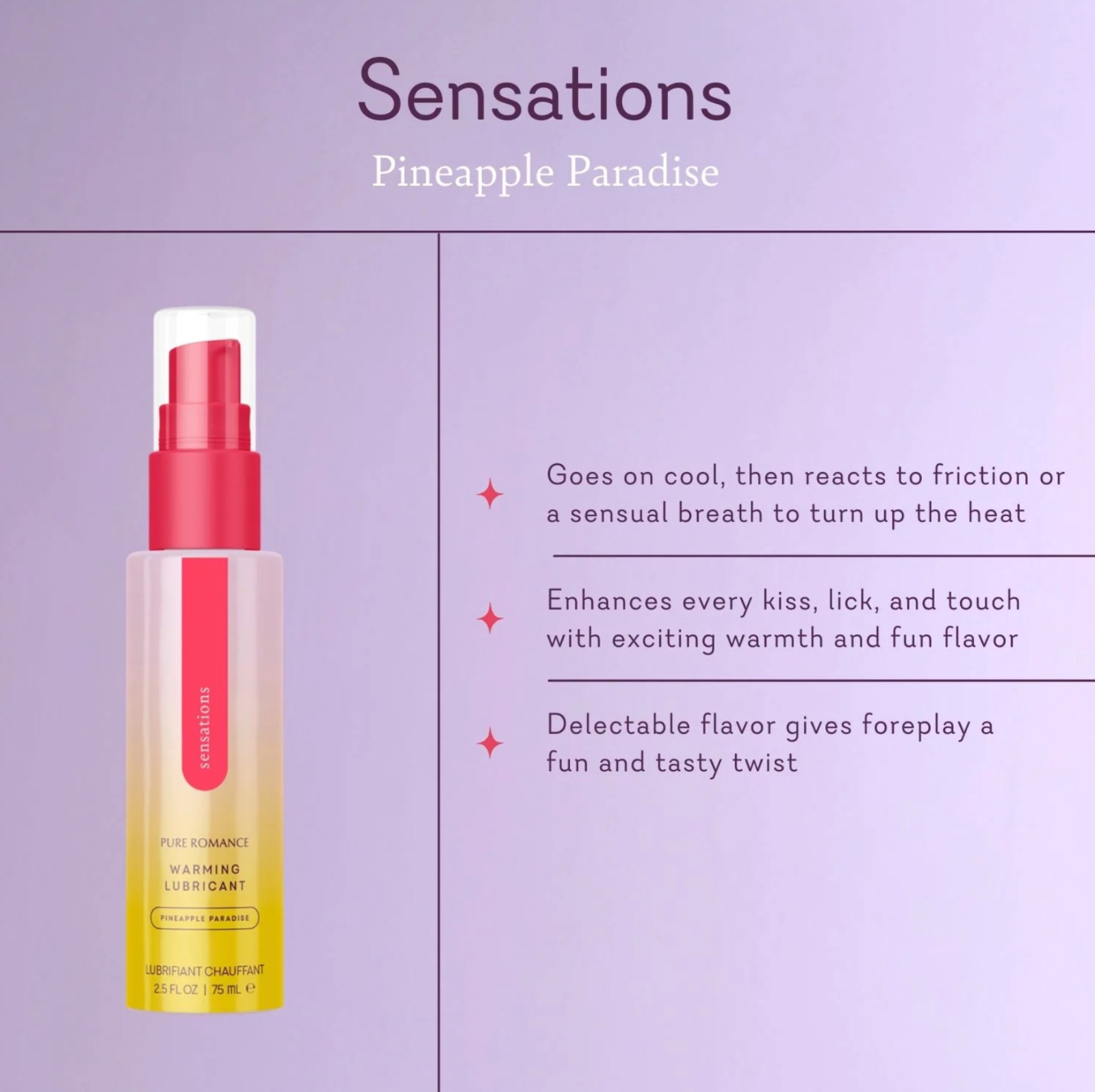 Pure Romance SENSATIONS Pineapple Paradise Warming Lubricant NEW! FREE SHIPPING