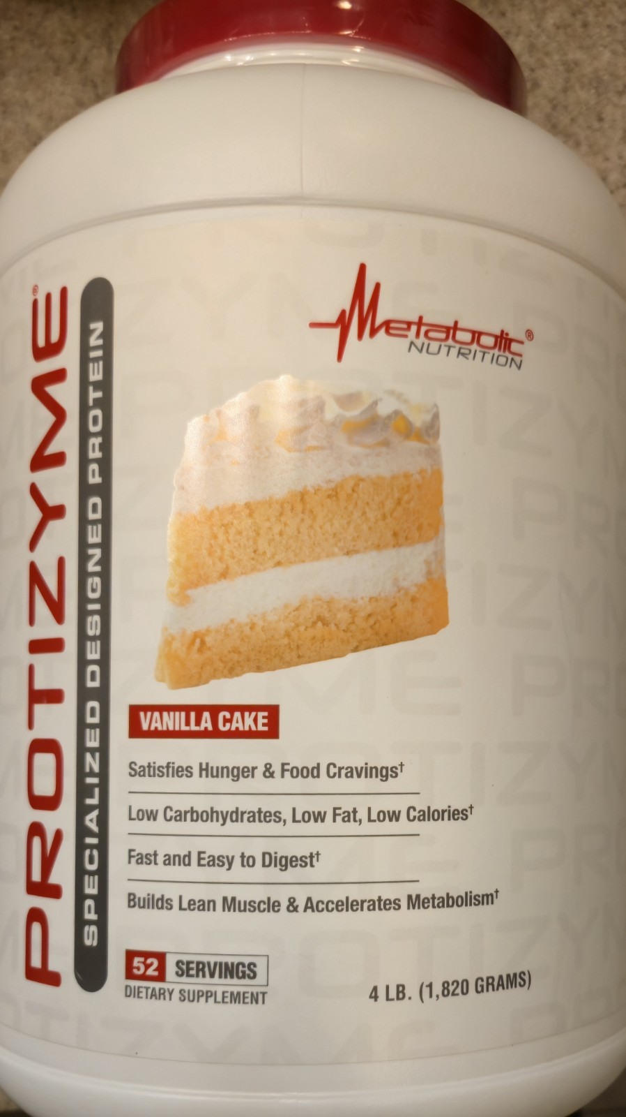 Metabolic Nutrition PROTIZYME PROTEIN 4 lb (52 Serv) Vanilla Cake BEST BY 12/26