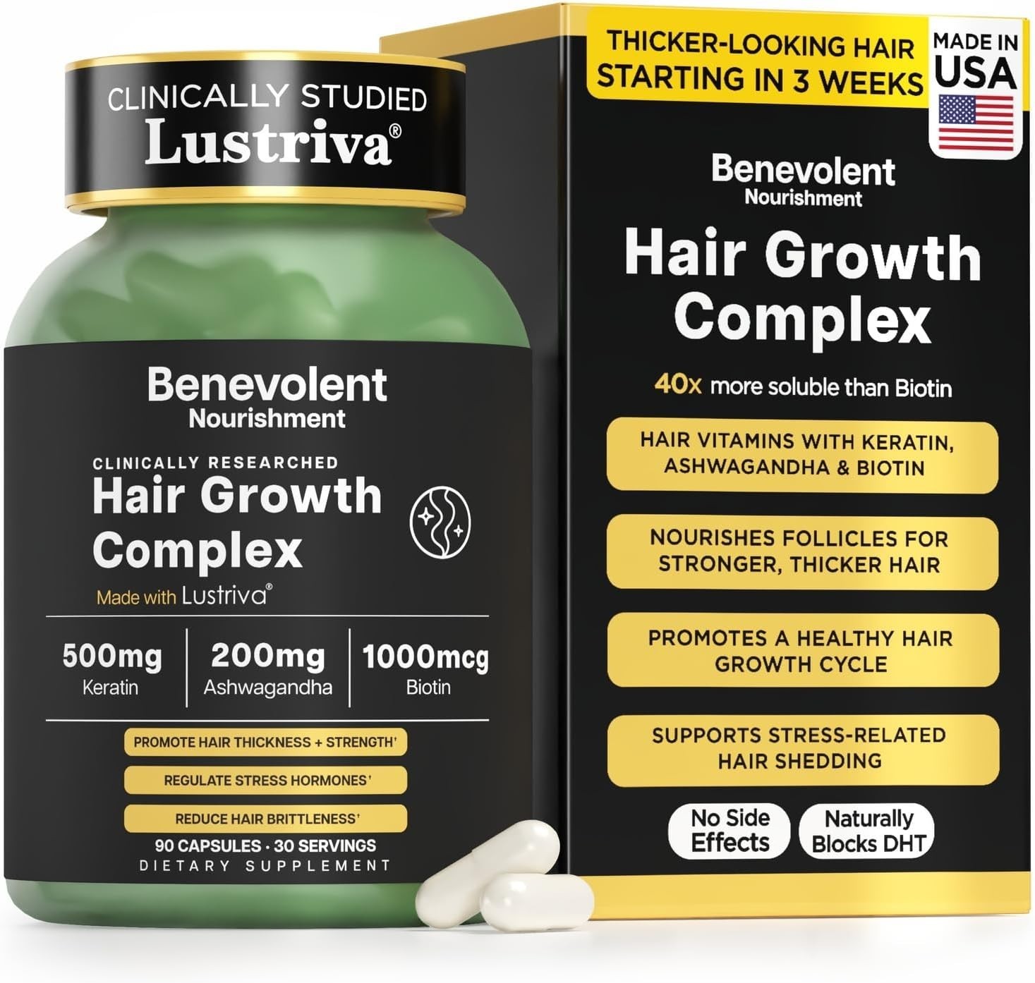 Benevolent Lustriva Hair Growth Supplement – Advanced Hair Vitamins..EXP-03/2028