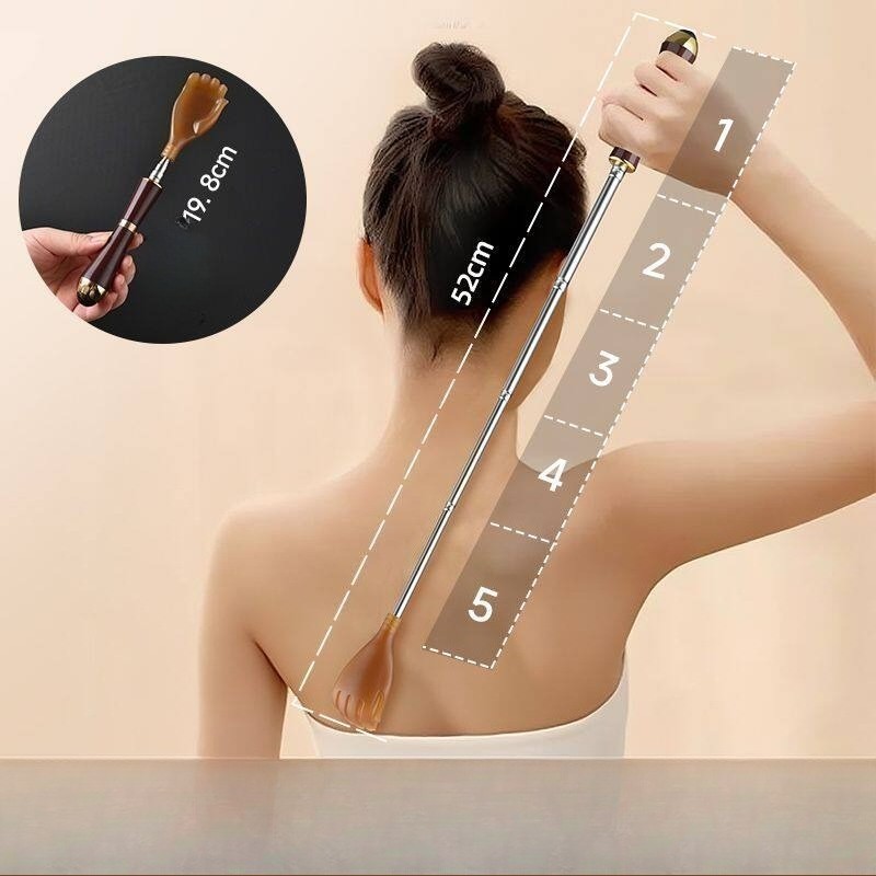 Telescopic Back Scratcher Stainless Steel Extendable Resin Head Body Massager