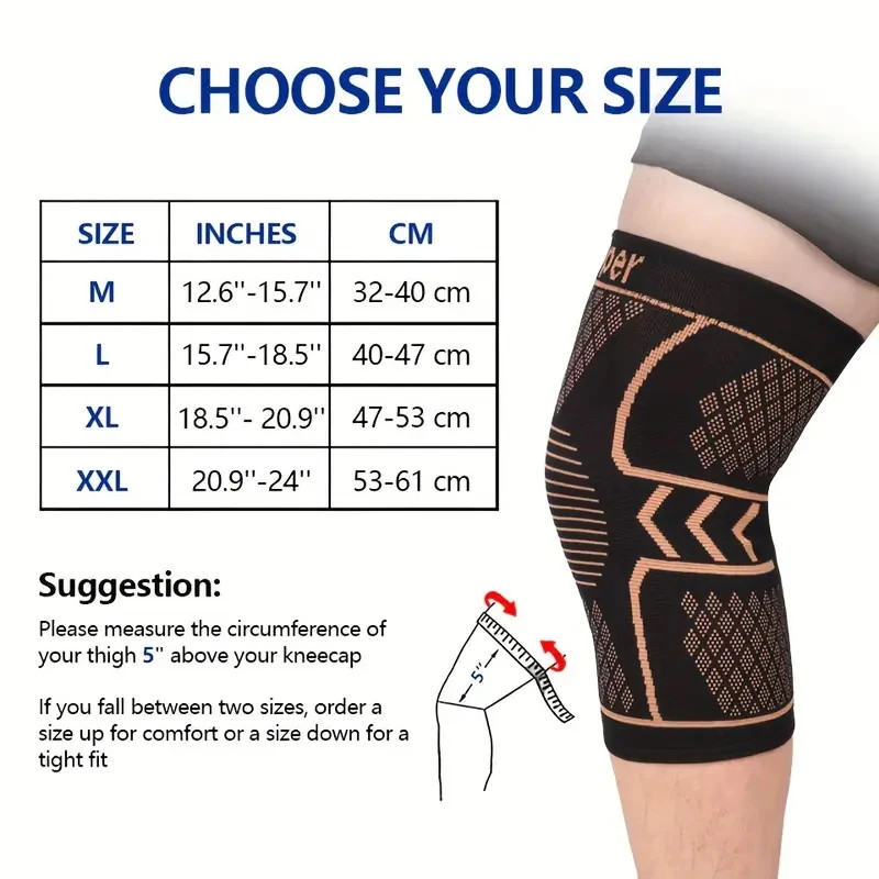 2Pack Copper Knee Braces Compression Sleeves Support for Arthritis Men & Women