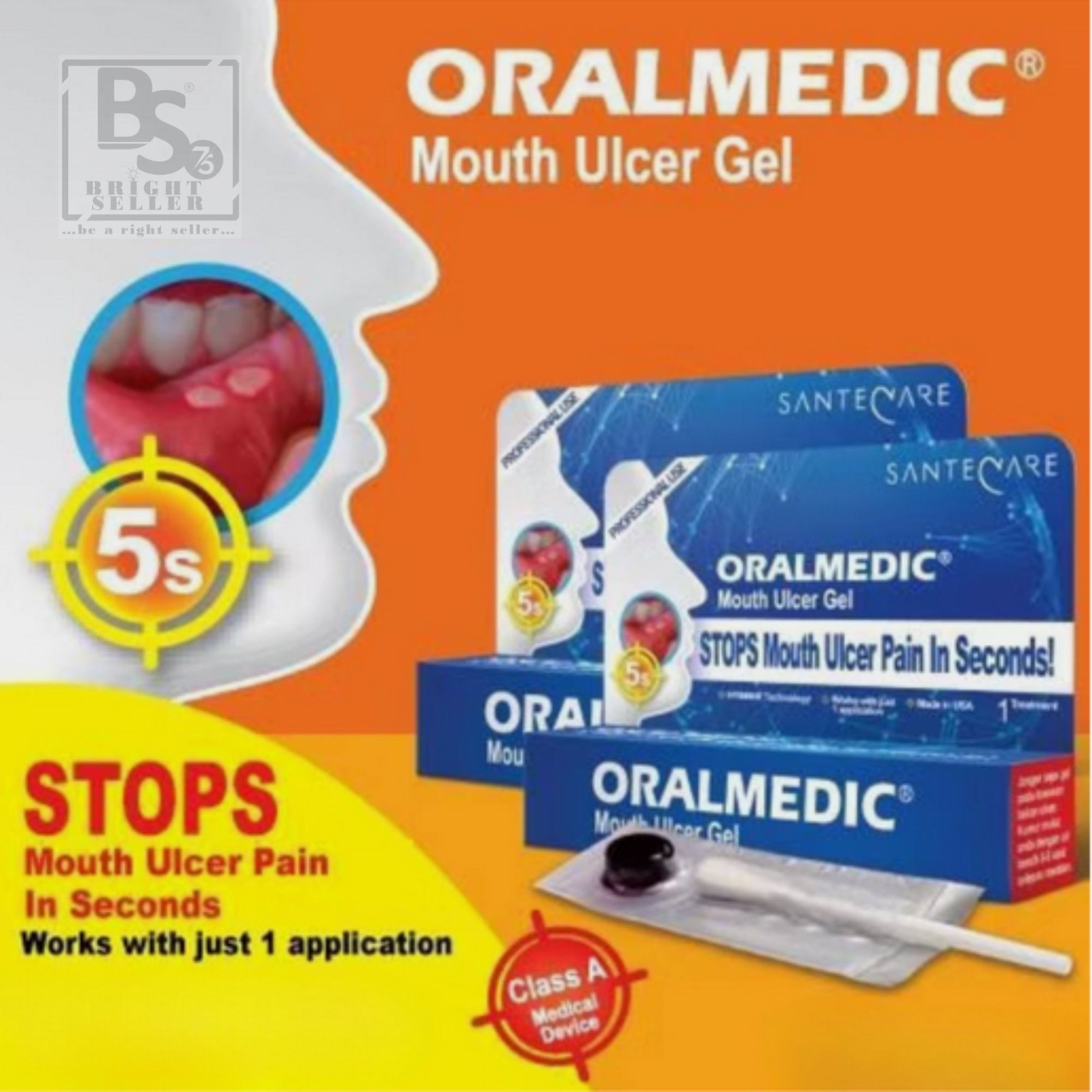 ( Pack of 6 ) Oralmedic Mouth Ulcer Gel 1 Treatment Fast Pain Relief – FREE Gift