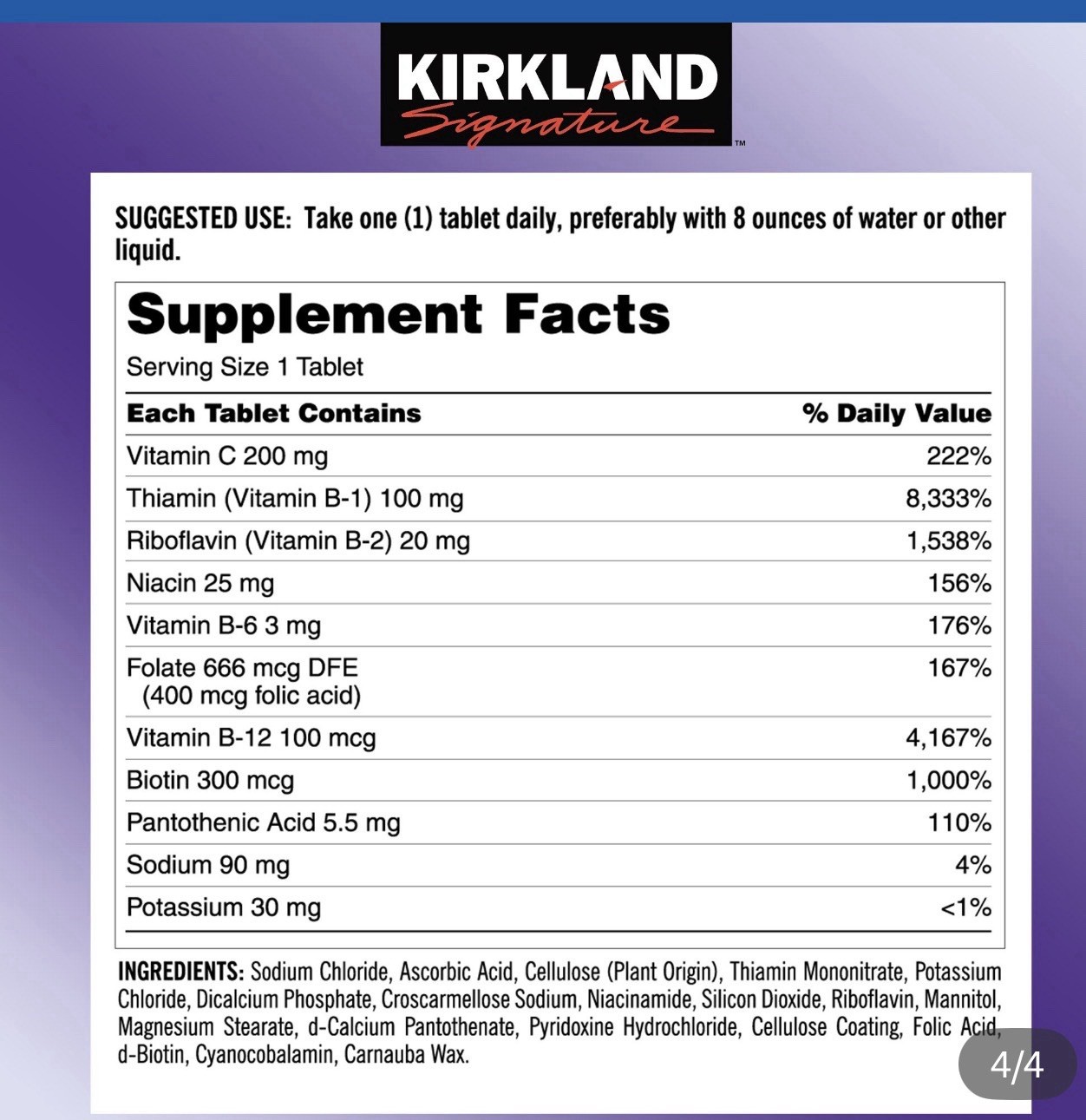 Kirkland Signature Super B-Complex with Electrolytes, 500 Tablets