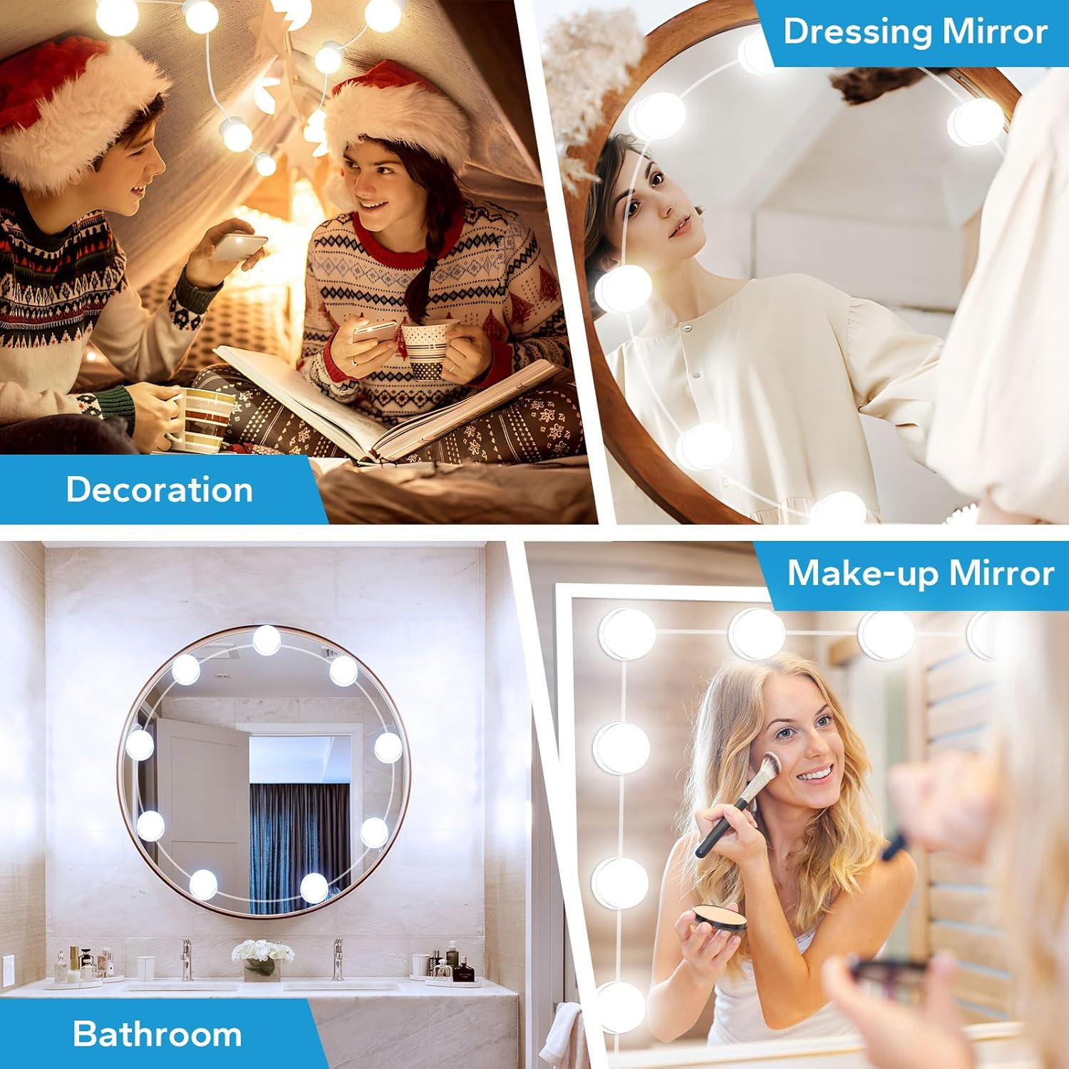 LED Vanity Lights for Mirror, Vanity Lights Stick on with 10 Dimmable Bulbs, 300