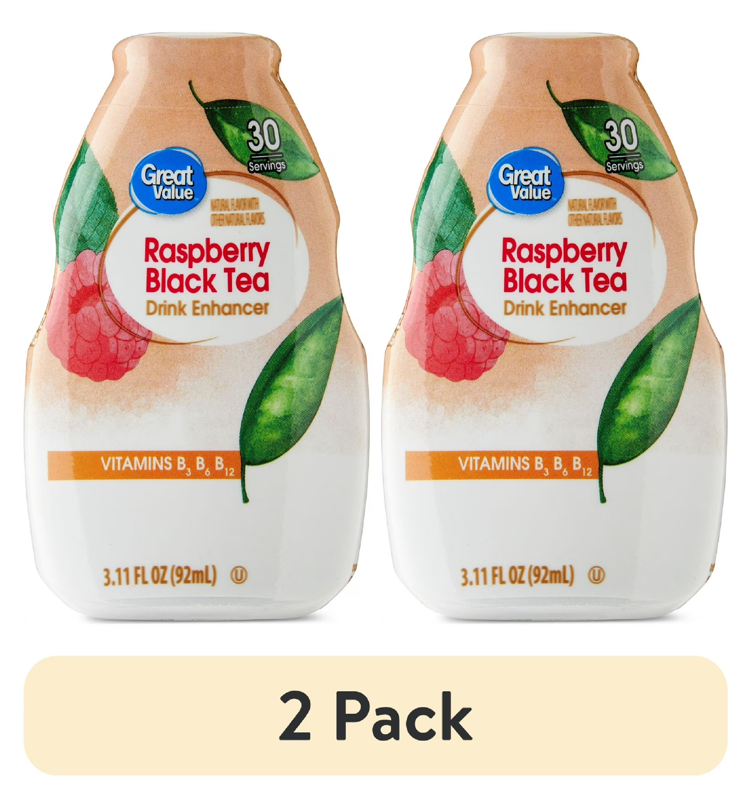 (2 pack) Great Value Raspberry Black Tea Drink Enhancer, 3.11 fl oz-free ship