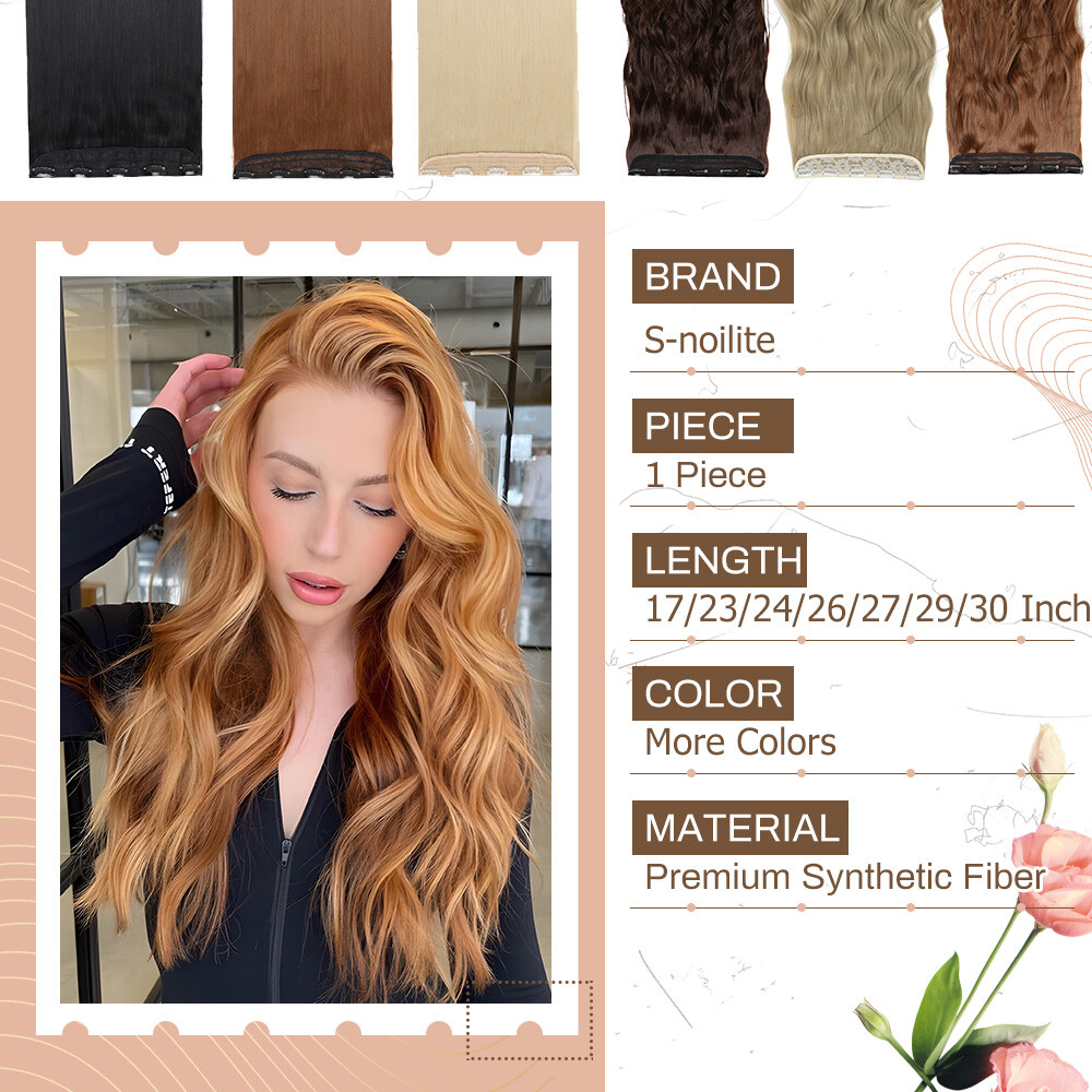 100% Natural Synthetic Hair Long Full Head Clip in on Hair Extensions Thick 145g