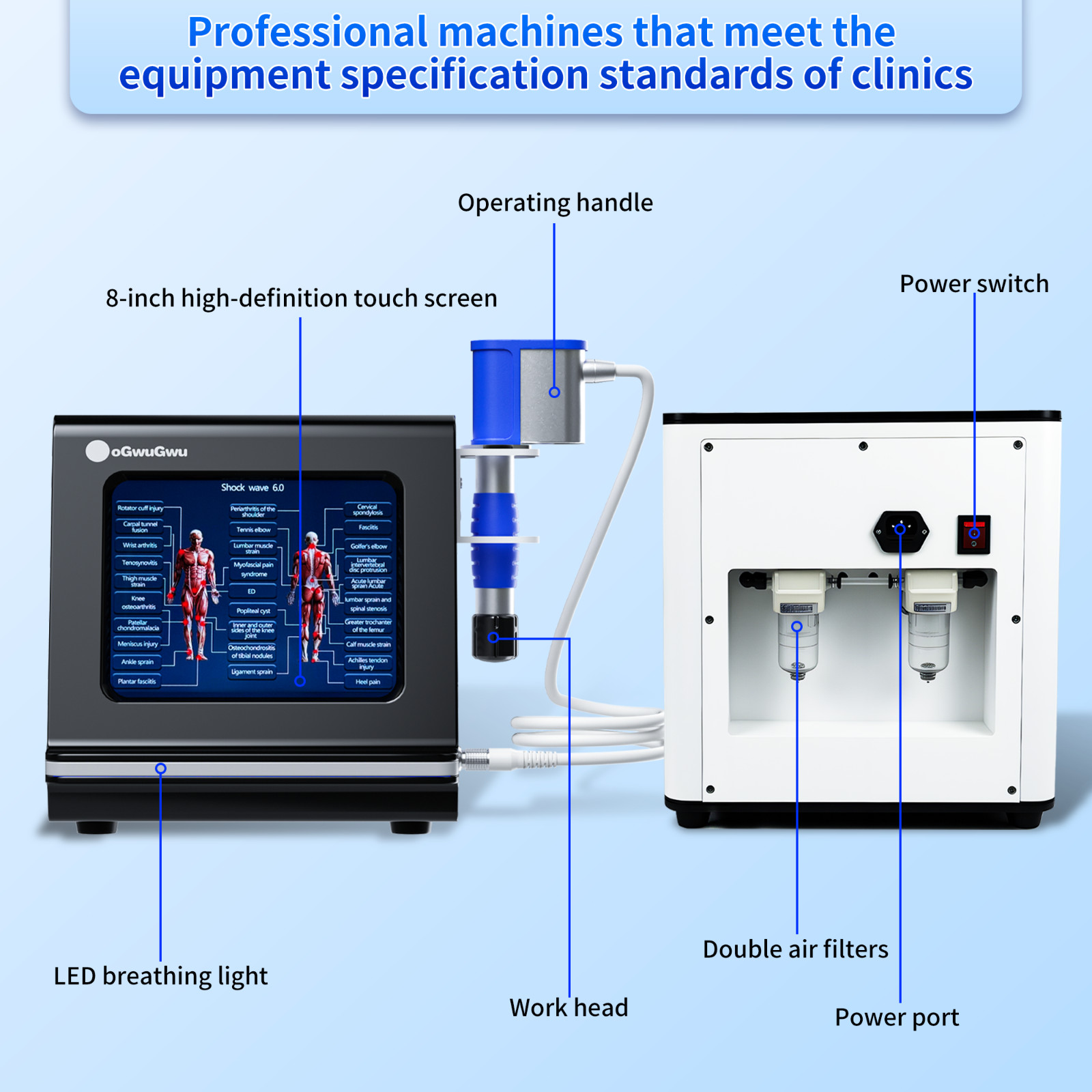 2026 New Focused Shockwave Therapy Machine for Muscle Pain Relief , 10 Bar