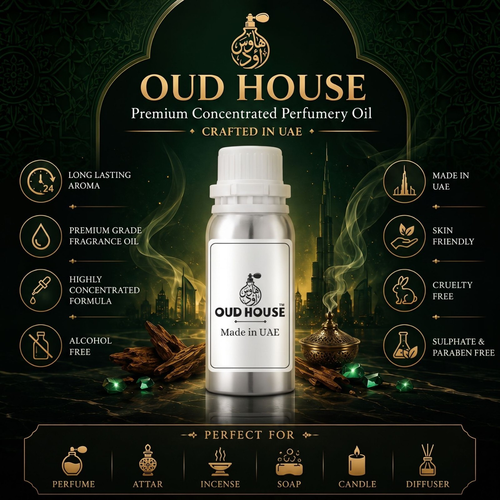 Oud House Oud FFor GGreatyness Perfumery Oil 3.4 fl oz Luxury Oud Oil