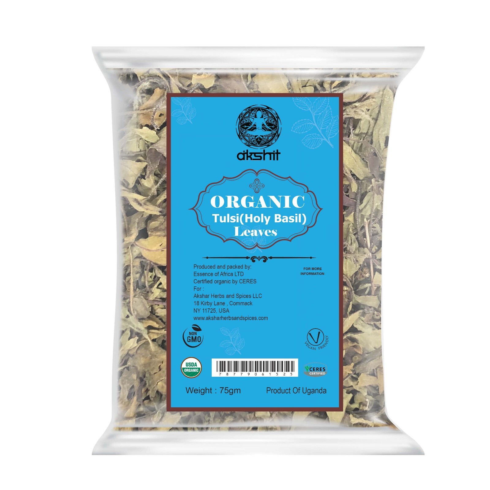 100% Organic Holy Basil Leaves Dried, Tulsi Leaf, Herbal Tea, Loose Tea, 2.6oz