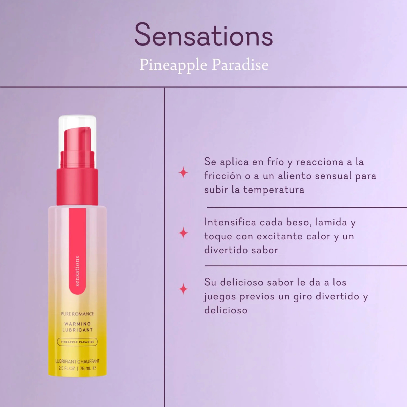 Pure Romance SENSATIONS Pineapple Paradise Warming Lubricant NEW! FREE SHIPPING
