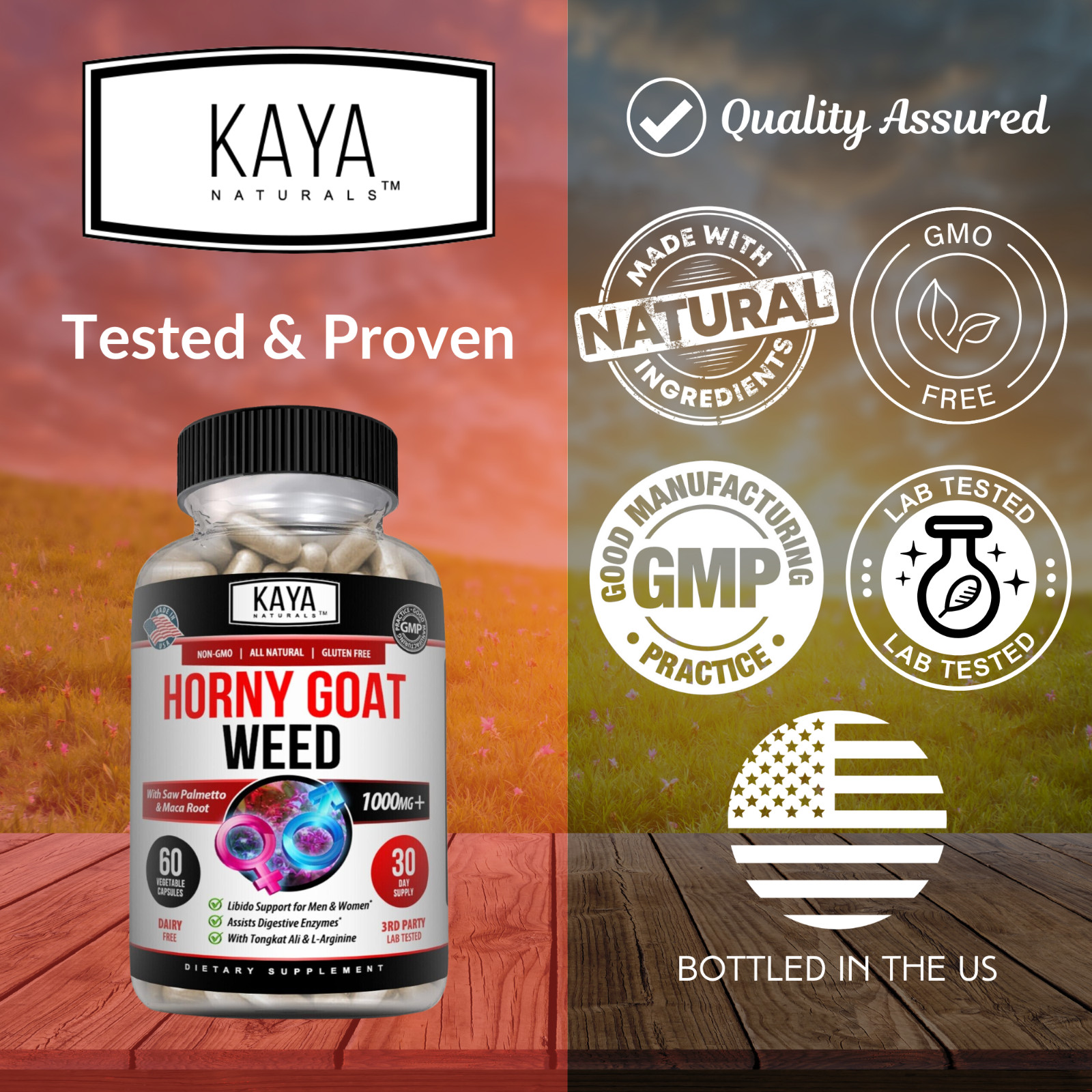 Horney Goat Weed for Men & Women-with Maca, Saw Palmetto, Ginseng, L-Arginine