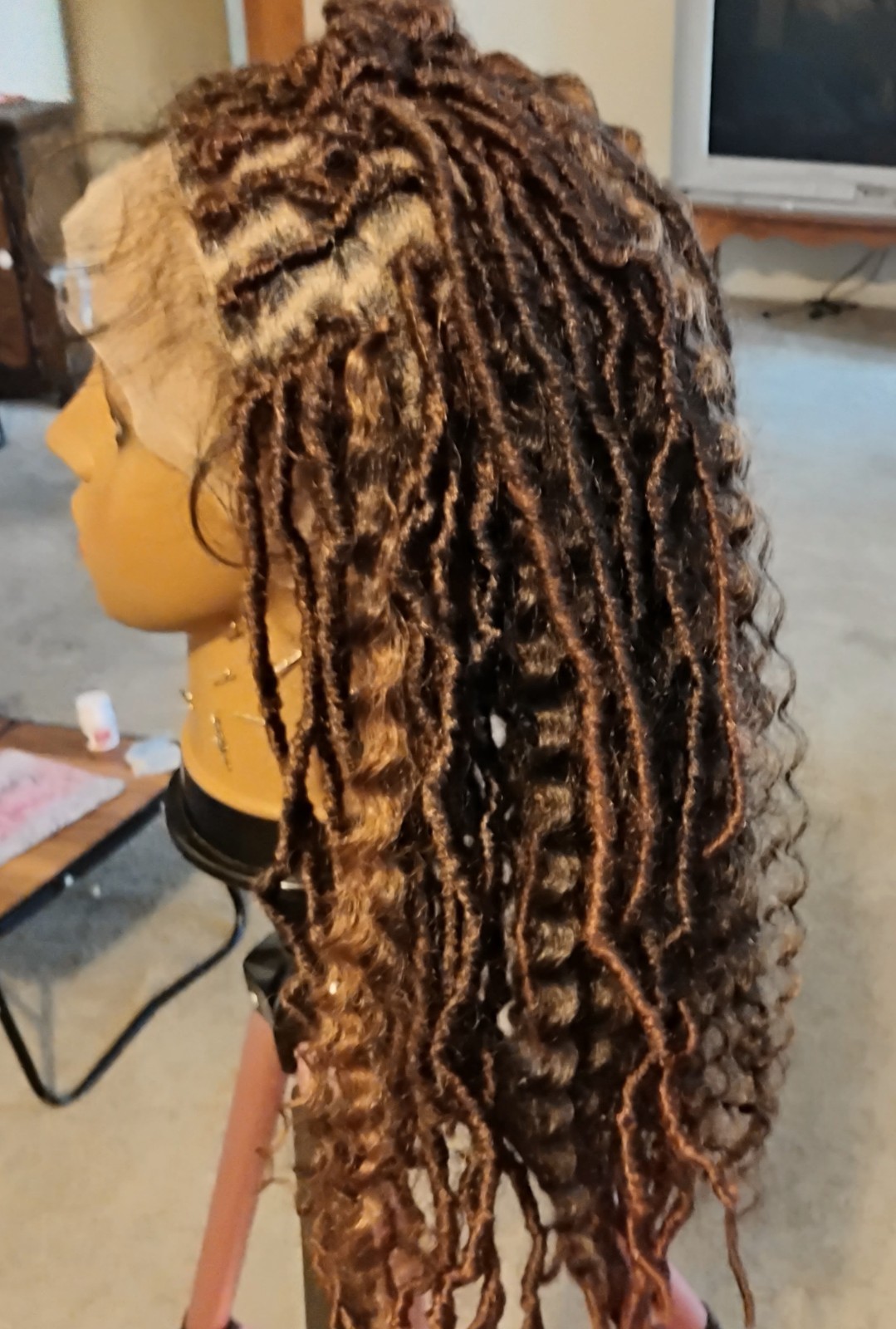 Full Lace BohoFaux Locs Dreadlocks Wig Synthetic Dark Brown/Auburn 21-30in