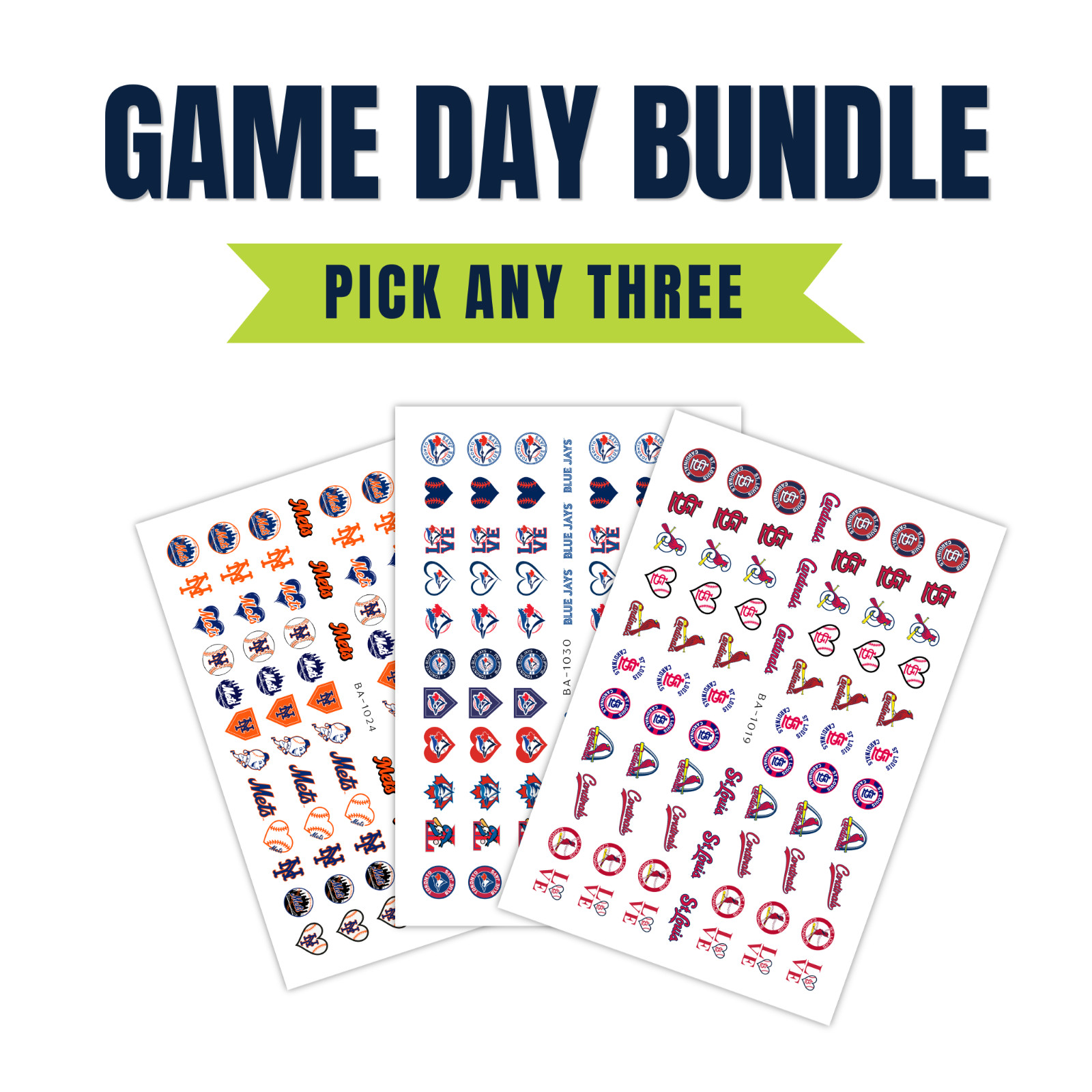 Sports Nail Decals Bundle Pick Any 3 Team Spirit Nails Game Day Nail Art