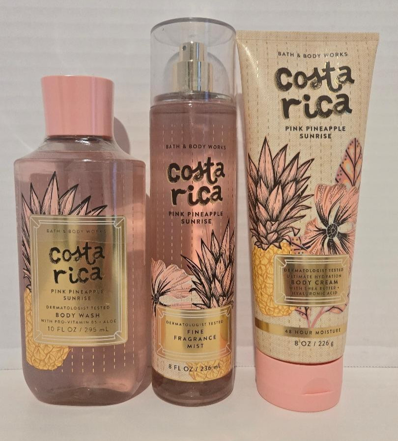 Bath & Body Works Costa Rica Pink Pineapple Sunrise Mist, Body Cream & Body Wash