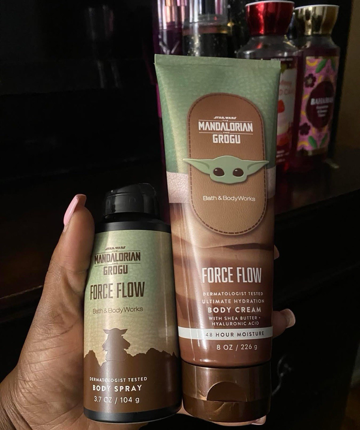 Bath & Body Works Force Flow Mandalorian & Grogu Cream 8 oz + Spray 3.7 oz Set