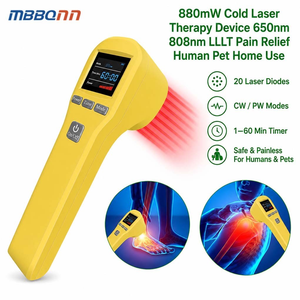 20 Diodes Cold Laser Light Therapy Device for Dogs Cats Human Pain Relief 880mW