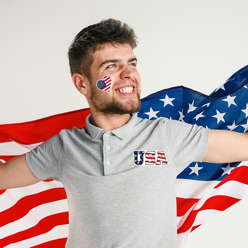 96PCS USA Flag Temporary Tattoos 8 Sheets Fourth of July Face Arm Stickers
