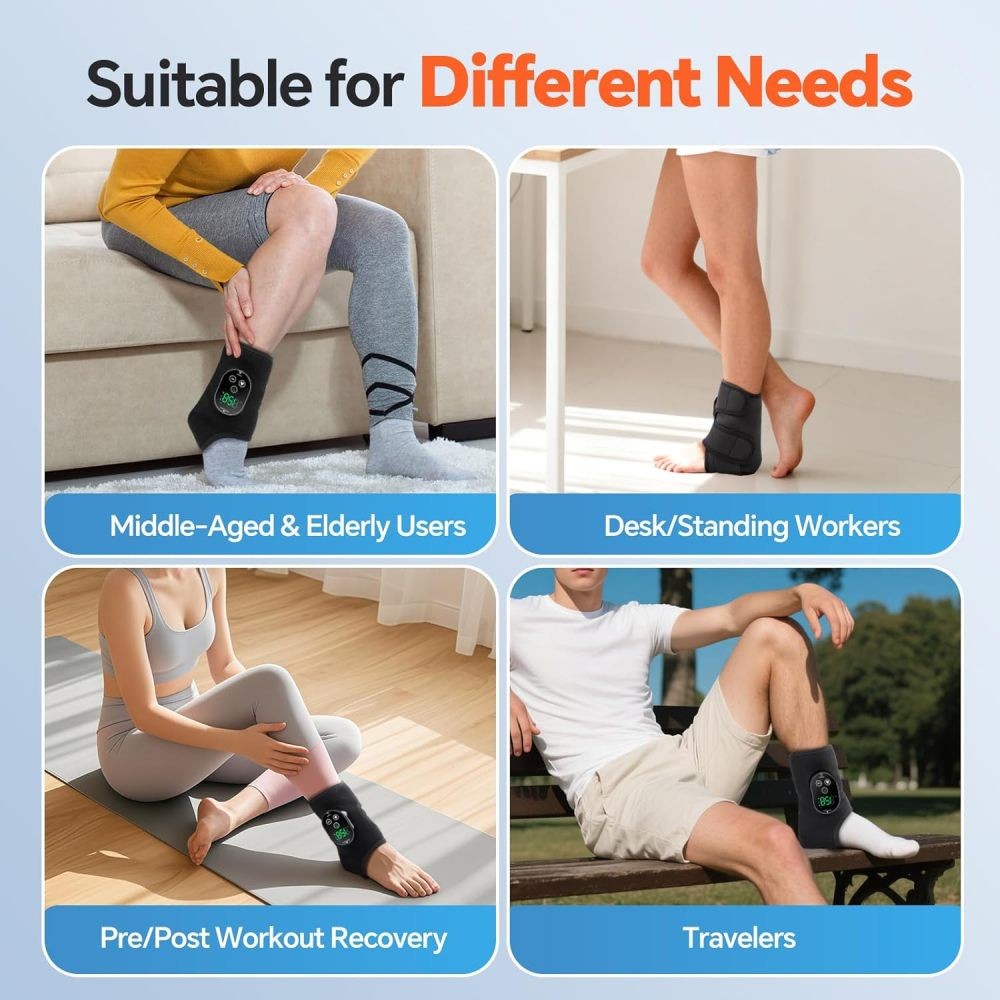 Cordless Foot Ankle Massager Pain Relief with 6 Heat Levels, 3 Vibration Modes