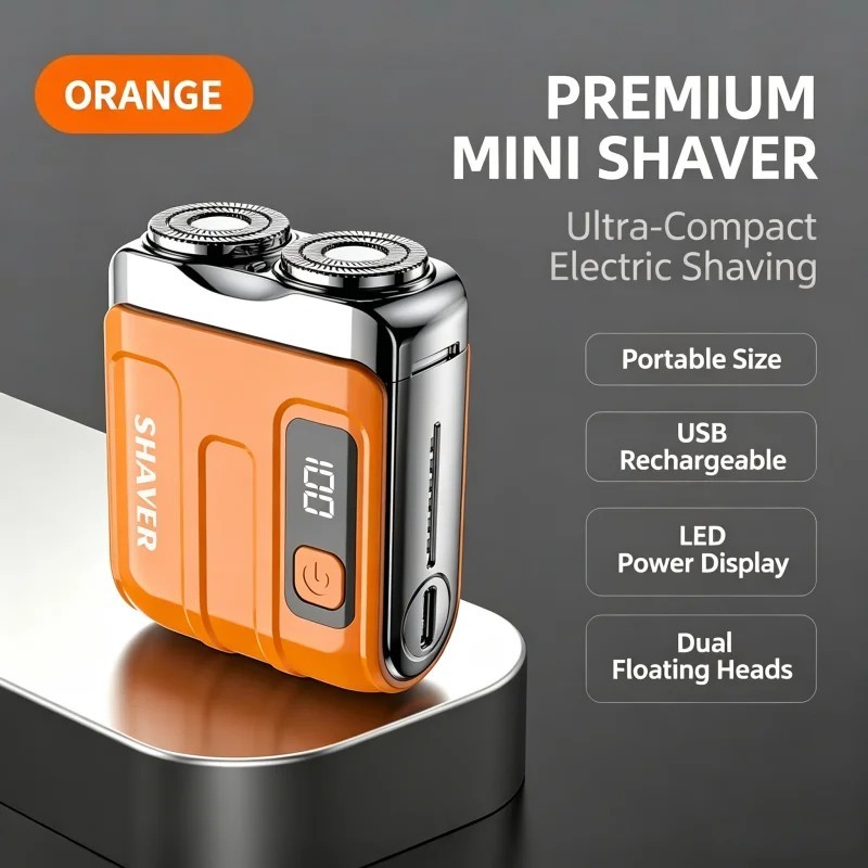 Mini Electric Smart Shaver – Dual Blade, Digital Display, Rechargeable Beard