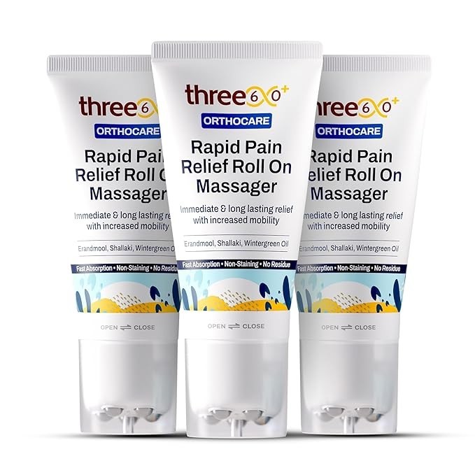 3 X THREE60+ Orthocare Rapid Pain Relief RollOn 50ML Reduces Inflammation & Pain