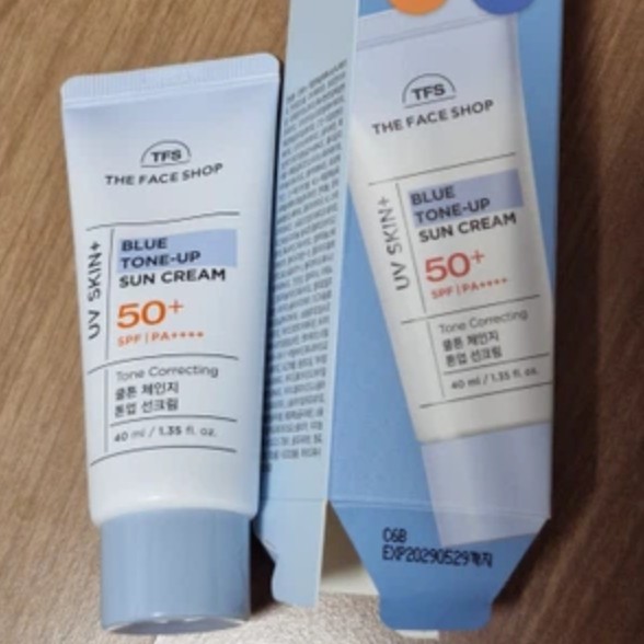 THE FACE SHOP UV Skin+ Blue Tone-Up Sun Cream 40ml Daily Sunscreen KOREA MADE