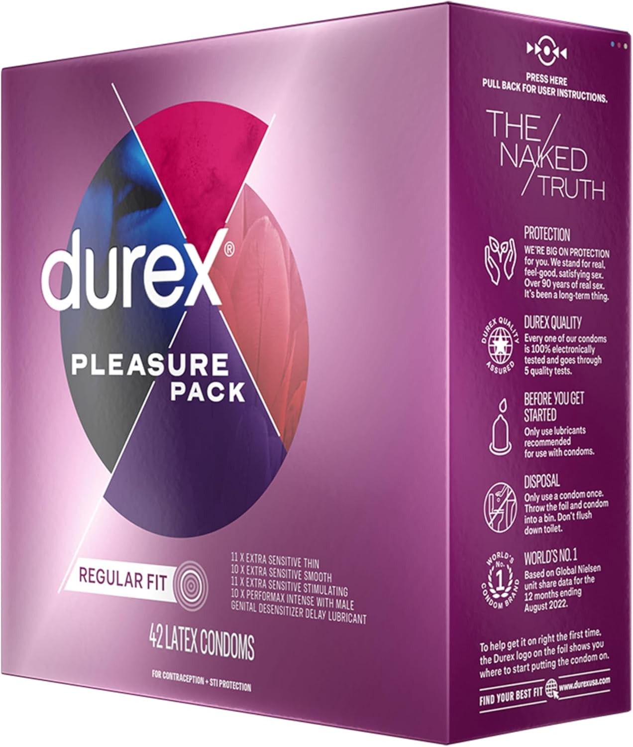Durex Pleasure Pack Assorted Condoms, Exciting Mix of Sensation and Stimulation