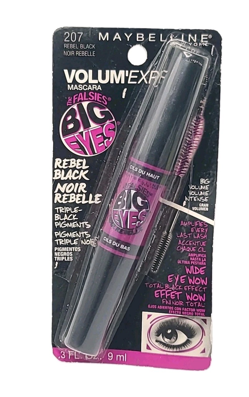 Maybelline VOLUME EXPRESS MASCARA Triple Pigment #207 REBEL BLACK Washable READ