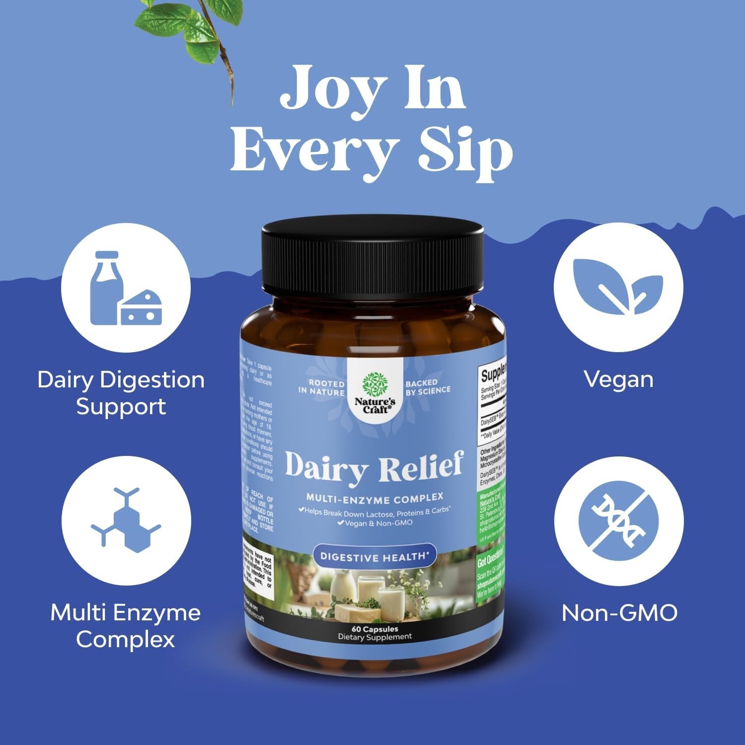 4X Lactose Intolerance Pills 60 Days Supply Fast Acting Dairy Digestive Enzyme