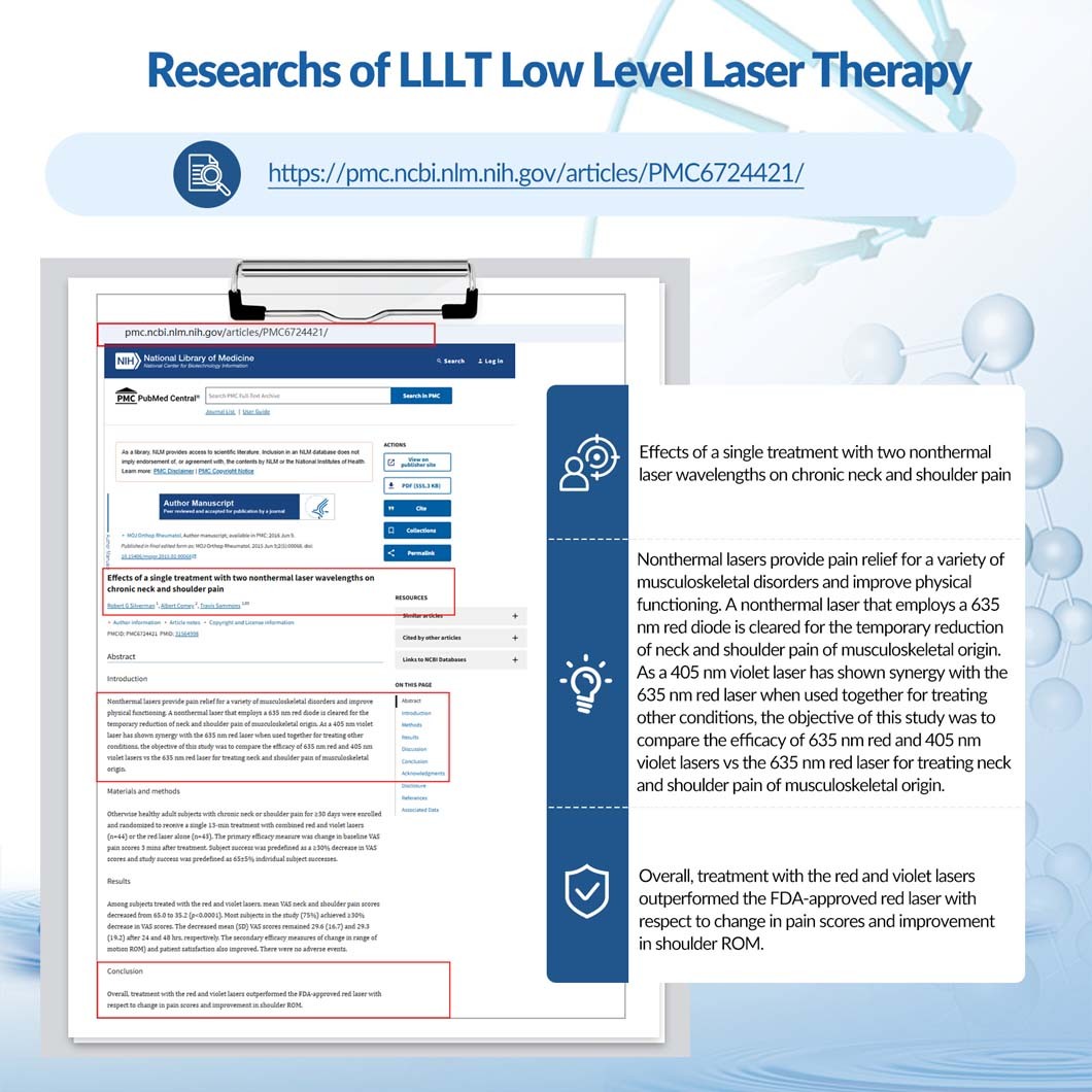 Dual Wavelength LLLT Cold Laser Therapy Device Pain Relief Tissue Repair 808nm