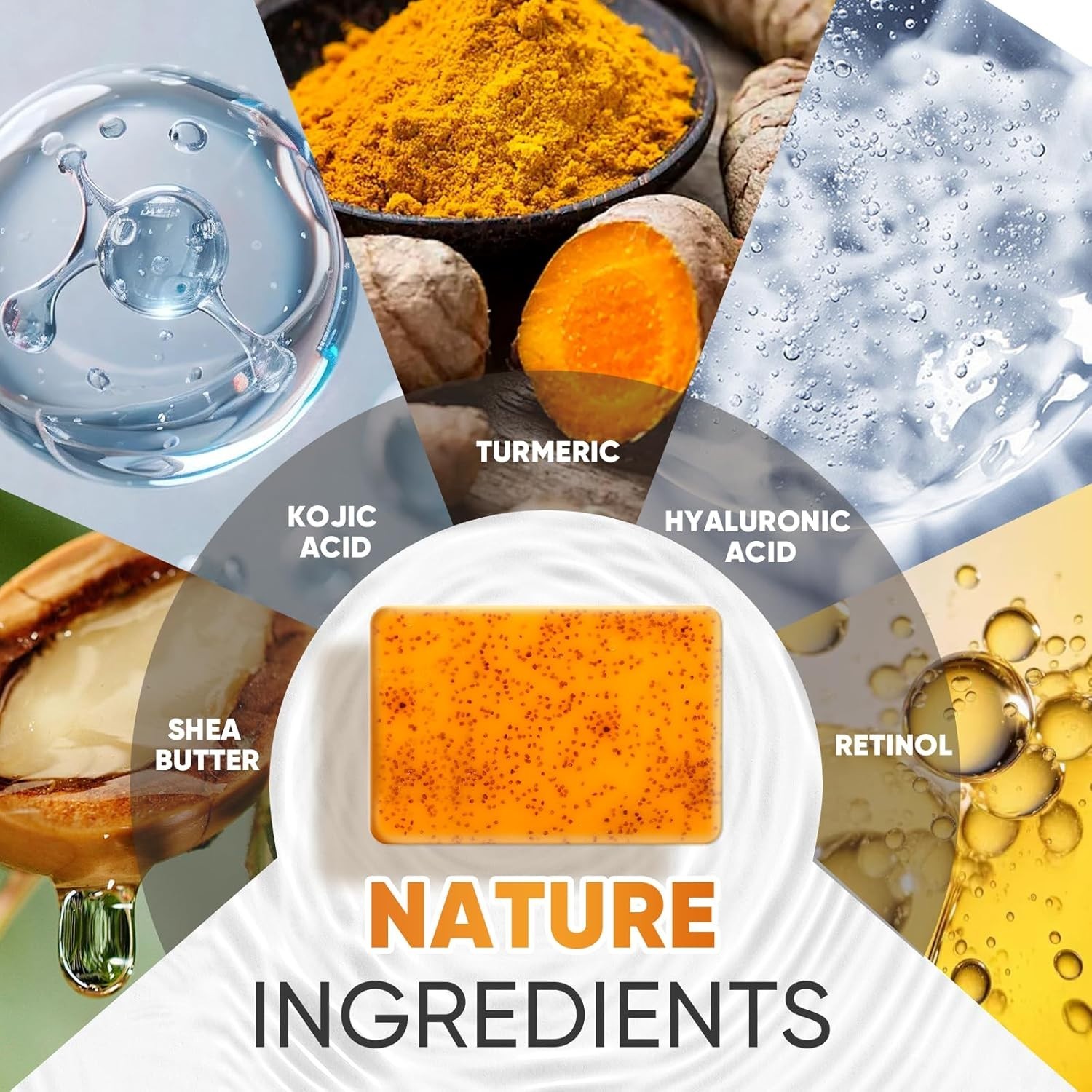 5 Pack Turmeric Kojic Acid Soap Bars(80g) – Infused with Retinol, Hydrolyzed Col