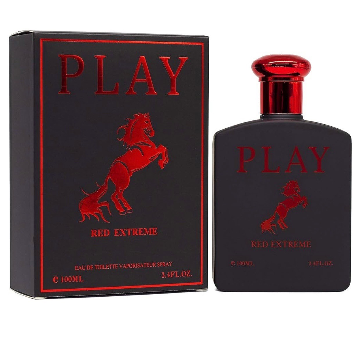 PLAY RED EXTREME COLOGNE FOR MEN 3.4 OZ EAU DE TOILLET SPRAY LONG LASTING MENS