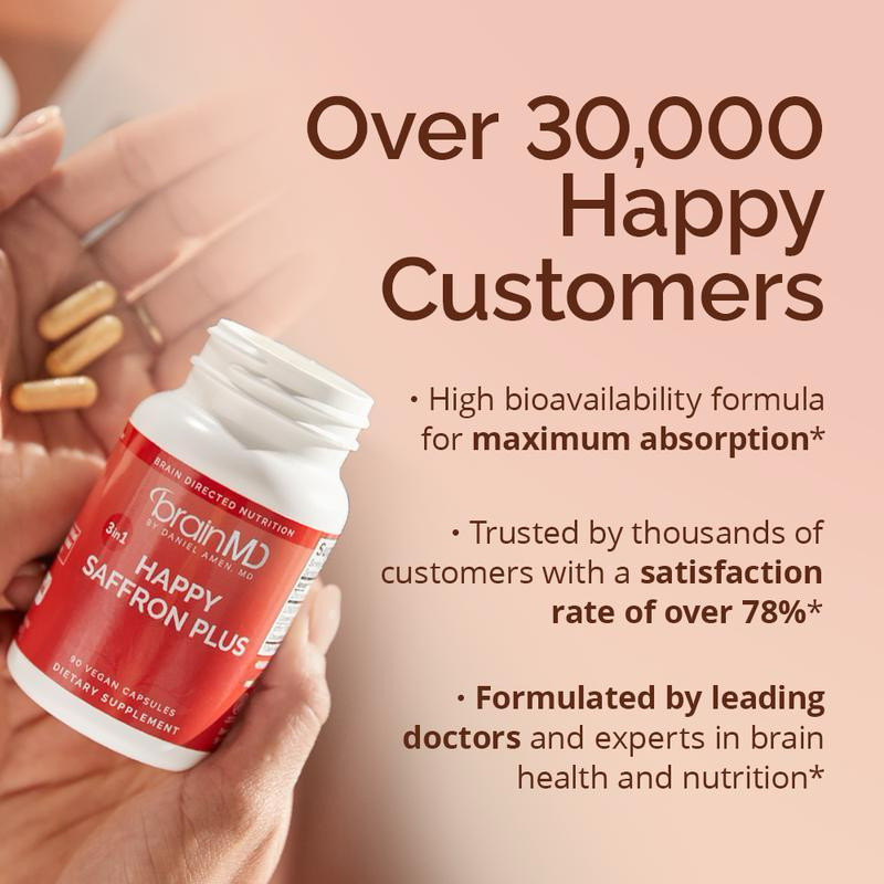 BrainMD Happy Saffron Plus – Premium Mood Support Supplement for Emotional Welln