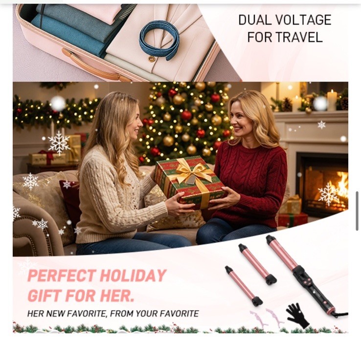 Mescomb 3 in 1 Automatic Curling Iron 3 Different Sizes Of Barrels