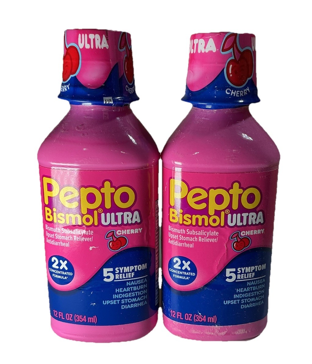 2X Pepto-Bismol Ultra Antidiarrheal Upset Stomach Reliever Cherry 12 Ounce